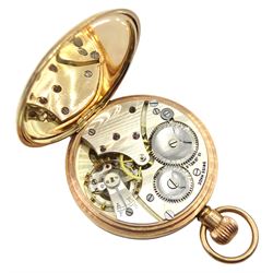 Early 20th century 9ct gold open face Swiss lever presentation pocket watch, retailed by W. Batty & Sons Ltd the inner dust cover engraved, case by Eclipse Watch Company, Birmingham 1925, in original velvet and silk lined case