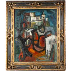 Tony Bartl (Czech 1912-1998): 'Spanish Landscape', oil on canvas signed and indistinctly dated, titled on label verso, in carved wood frame 60cm x 75cm