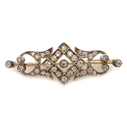 Gold and silver diamond bar brooch