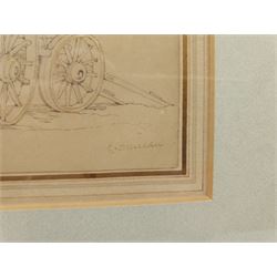 Edward Duncan RWS (British 1803-1882): The Farm Wagon, pen and watercolour signed 11cm x 17cm