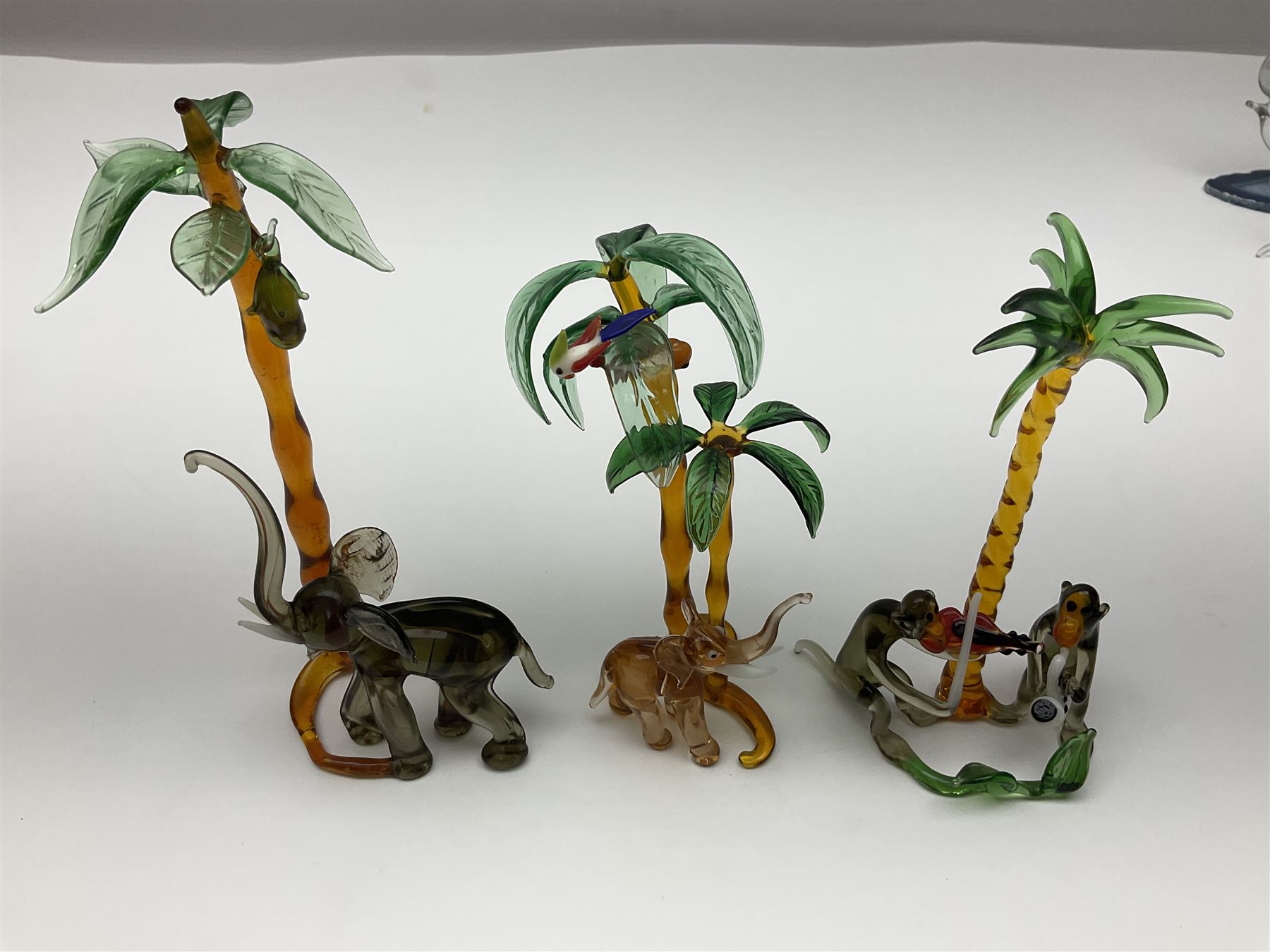 Large collection of hand-blown glass animals and figures, to include fish, birds, cats, dogs, monkeys etc