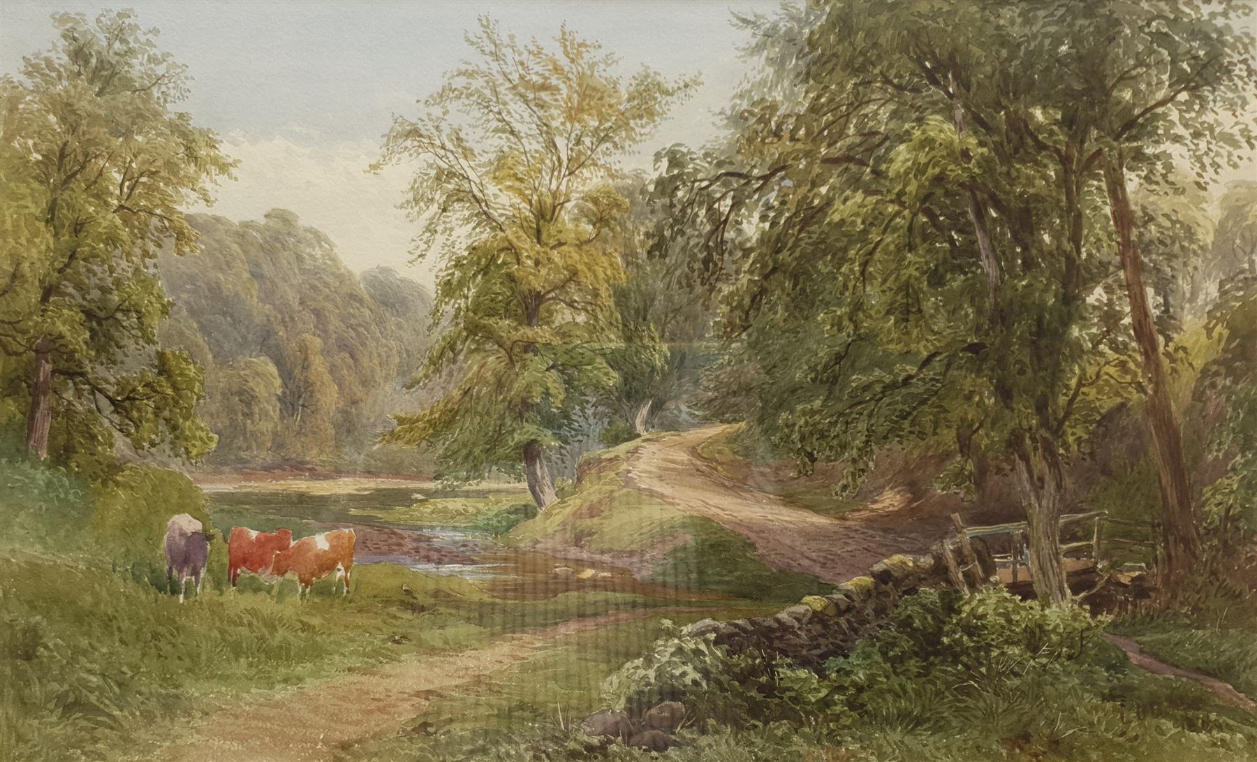 Revd Laurence George Bomford (British 1847-1926): 'On the River Tees', watercolour signed with initials and dated 1876, 30cm x 49cm