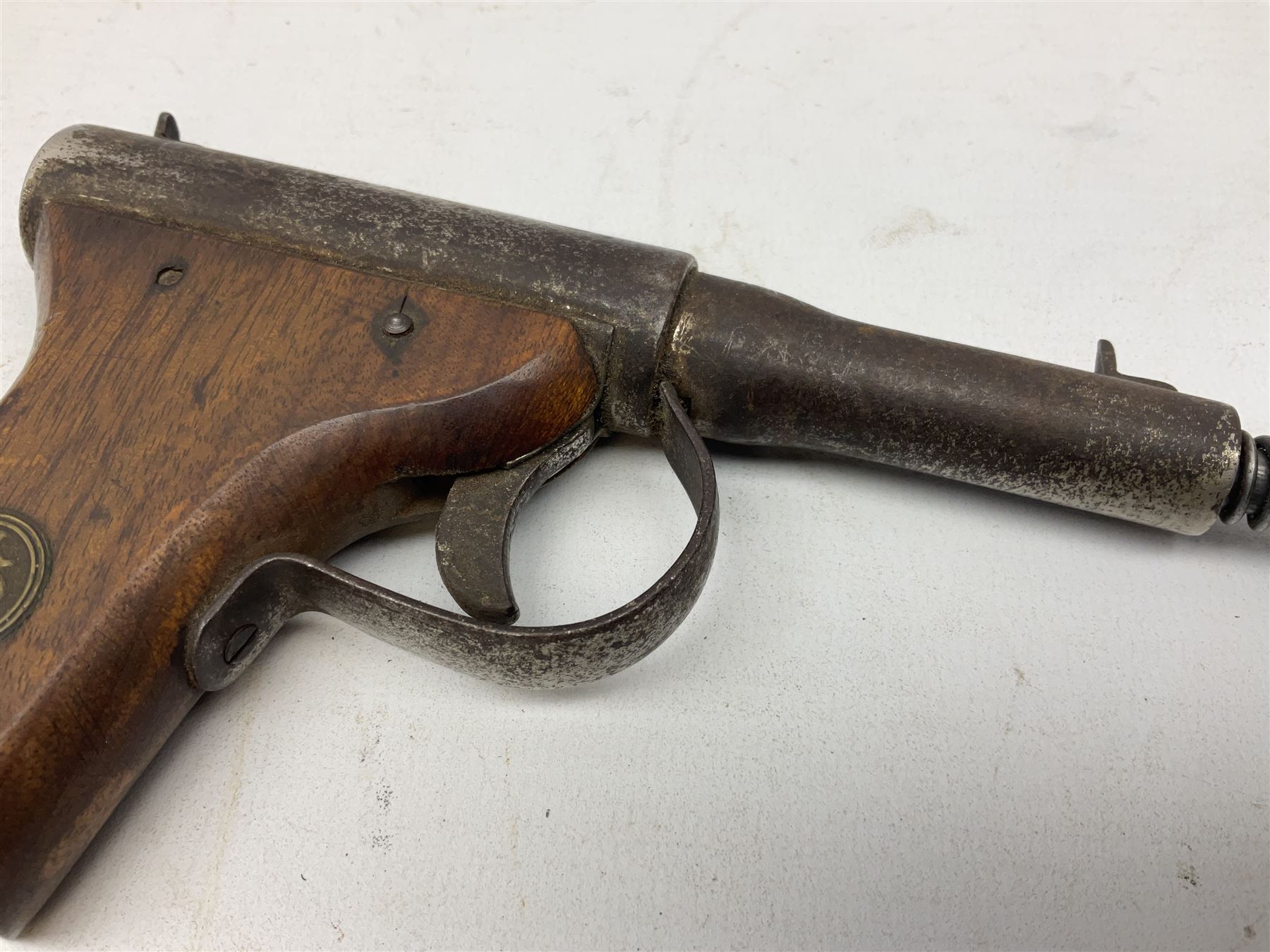 GAT .177 plunge action air pistol the butt impressed 'Reg.Us.Pat. Made in Japan' L22cm