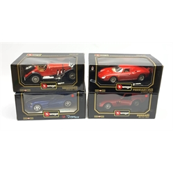 Bburago - four Diamonds 1:18 scale die-cast models comprising Mercedes Benz SSK (1928), Farrari 250 Le Mans (1965), Ferrari 250 GTO (1962) and Dodge Viper GTS Coupe (1996), all boxed 
