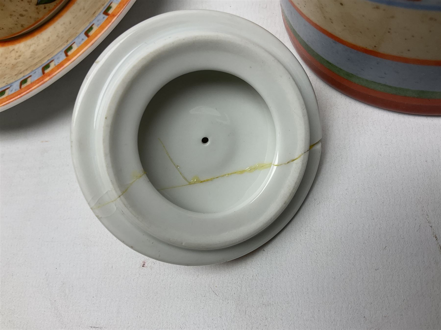 Villeroy & Boch Gallo design Switch 4 Naranja & Nazare pattern tea and dinner wares, to include seven dinner plates, twin handled lidded tureen, five mugs, four saucers, jug, lidded sucrier, large bowl,  seven ramekins, various side plates, two bowls etc