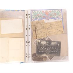 Collection of WWII ephemera, including photographs, postcards, identification cards, telegrams, newspapers 