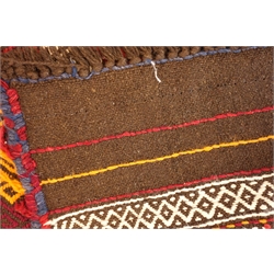  Meshwani brown grown runner, geometric patterned field, 250cm x 69cm  