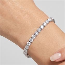 18ct white gold diamond bracelet, set with thirty-eight round brilliant cut diamonds, stamped 750, total diamond weight approx 11.45 carat