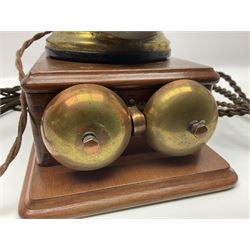 Candlestick telephone, with brass receiver and dial, together with a GPO No.1 bell box