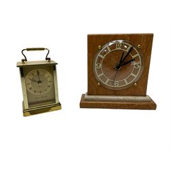 Battery driven marble mantel clock in the Art Deco style and a brass finished carriage clock. Both with quartz movements