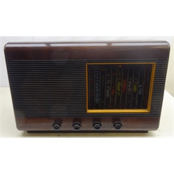  Vintage Pye walnut cased mains radio, L65cm x H44cm   