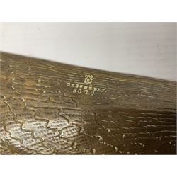 Bergman Art Nouveau bronze dish, of naturalistic shell form upon four shell feet, the centre decorated in relief with a mermaid amongst fish and sea horses, with Bergman mark and impressed Geschutzt 5070 beneath, L36cm