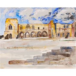 Brian Edwards (British 1944-): 'Jervaulx Abbey', mixed media on canvas signed titled and d...