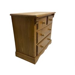 Solid pine chest, fitted with two short and two long drawers
