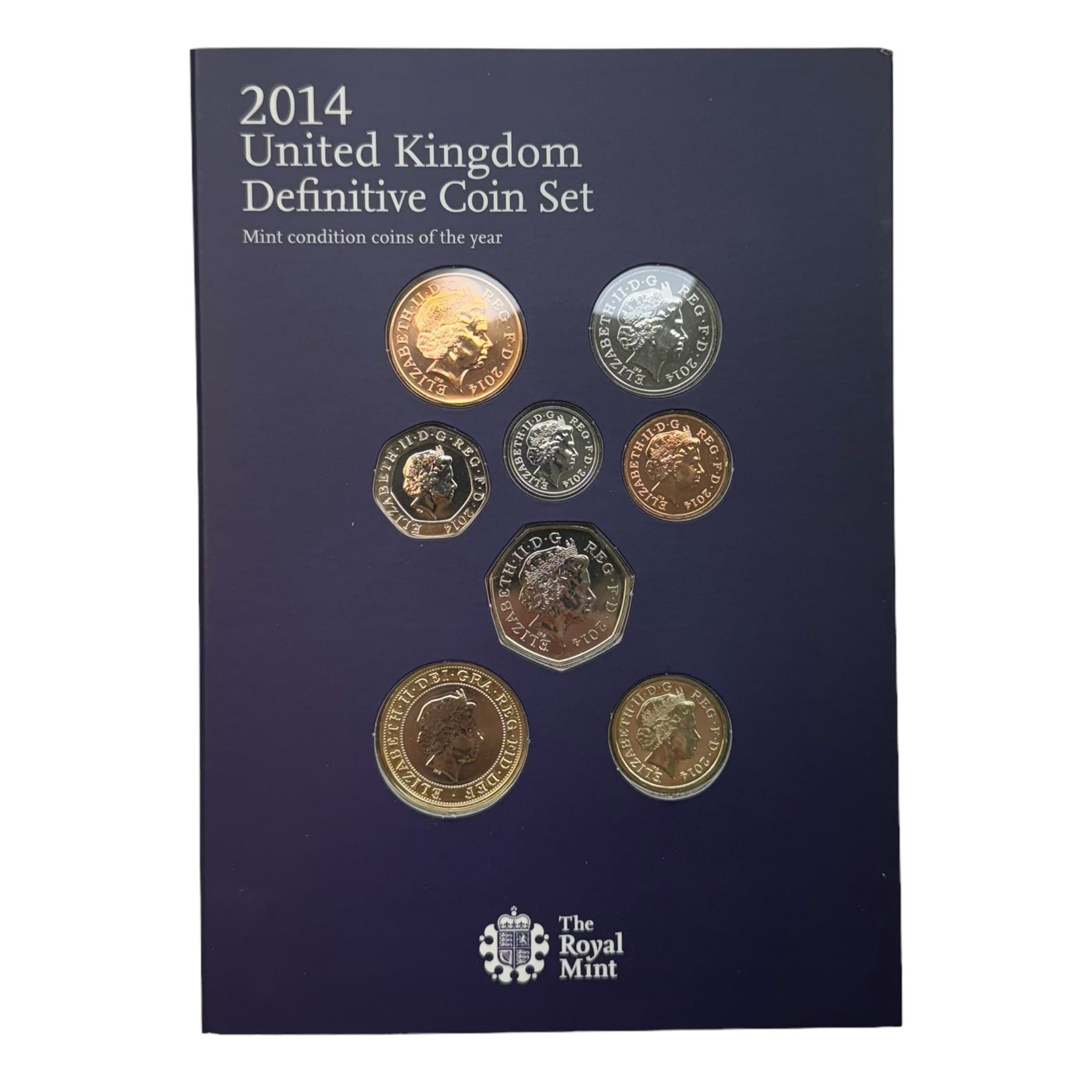 Seven The Royal Mint United Kingdom uncirculated coin sets, comprising  2008 'Emblems of Britain' seven coins, 2010 'A celebration of Britain' eight coins, 2014 'Definitive' eight coins, 2015 'The Fourth Circulating Coinage Portrait Final Edition' eight coins, 2022 'Definitive' eight coins, 2023 'King Charles III Definitives' eight coins and 2024 'Definitive' eight coins, all in card folders