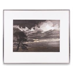 Phil Greenwood (British 1943): 'Border Country', limited edition etching and aquatint signed dated '80 titled and numbered 96/350 with Christie's publishing blind stamp 51cm x 64cm