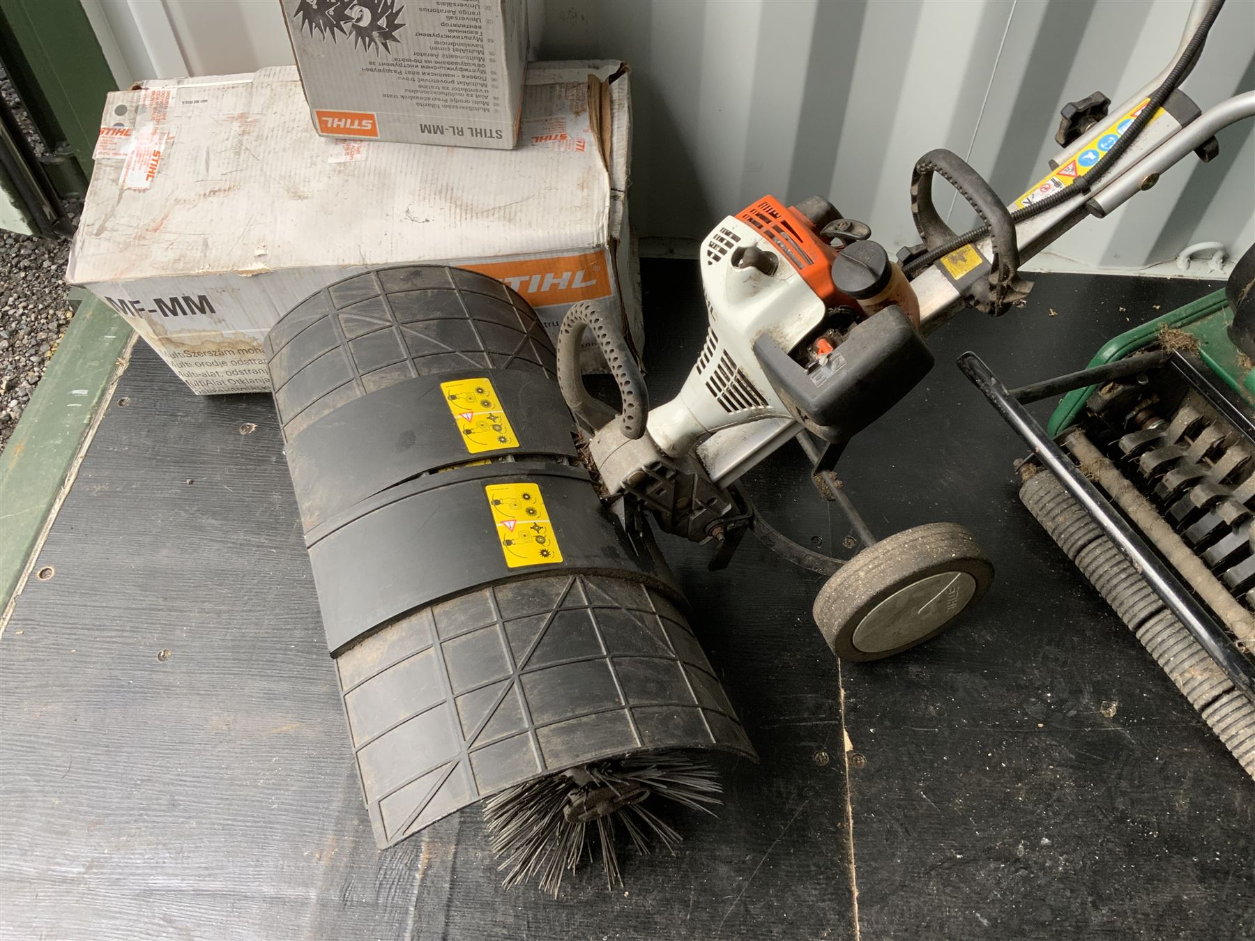 Stihl MM55 petrol rotary brush with attachments THIS LOT IS TO BE