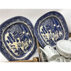 Royal Worcester Evesham pattern teawares, Noritake part tea service decorated in the 'Progression Blue Haven' pattern, together with Seltmann Weiden Bavaria tea and dinner wares, and two blue and white platters
