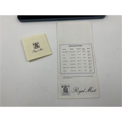 The Royal Mint silver proof seven coin set, comprising United Kingdom and six Commonwealth crowns, commemorating 'Her Majesty Queen Elizabeth The Queen Mother's 80th Birthday', cased with certificate
