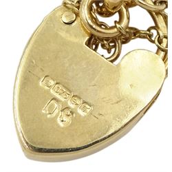 9ct rose gold Victorian style fancy link bracelet, with heart locket clasp, Birmingham 1993