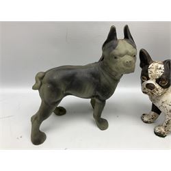 Cast iron doorstops etc modelled as dogs and cats, Jolly man mechanical money bank (a/f) etc