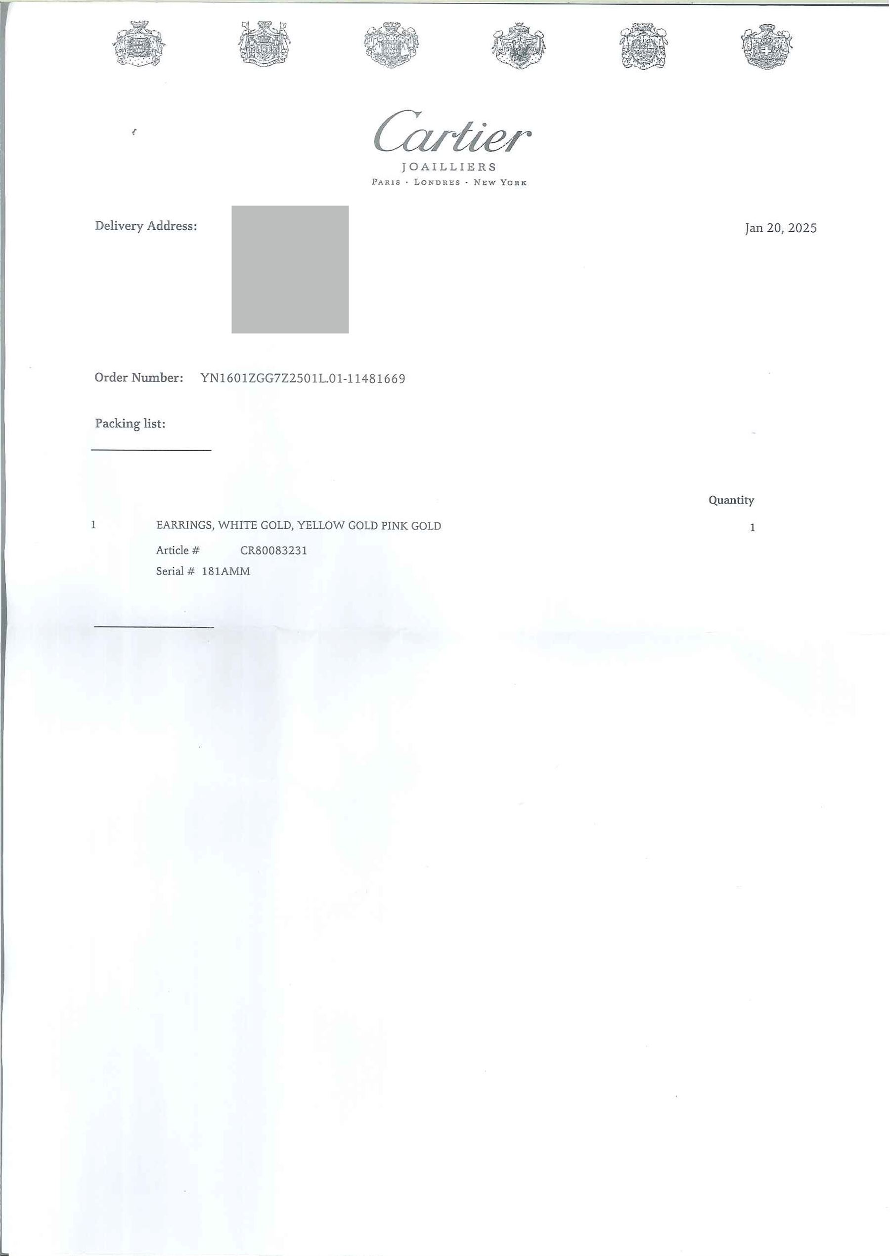 Cartier Trinity gold hoop earrings, each stud with 18ct rose, white and yellow gold intertwined rings, boxed with certificate 