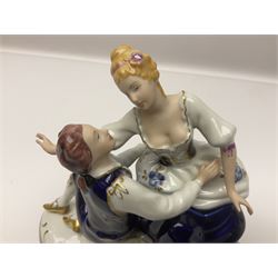 Two Royal Worcester figures, comprising Spirit of the Millennium and Spring, together with Royal Dux figure of two lovers