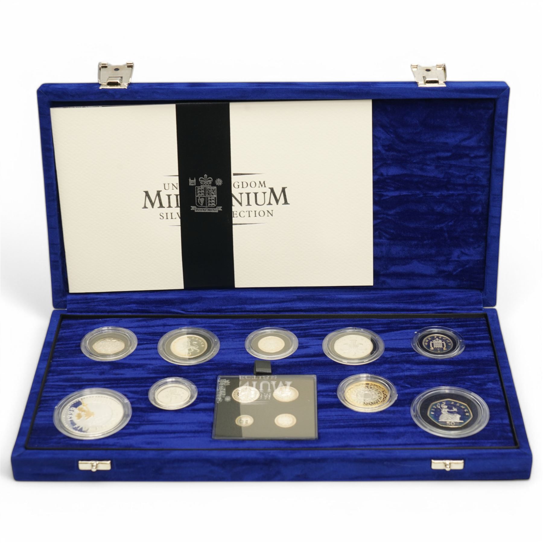 The Royal Mint United Kingdom 2000 silver proof 'Millennium' coin collection, including Maundy coins, number 12291, cased with certificate
