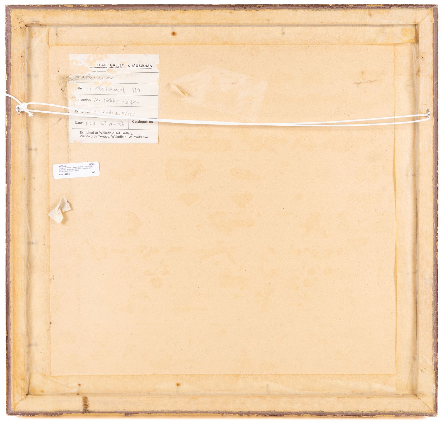 Frederick (Fred) Lawson (British 1888-1968): 'Lincoln' Cathedral, watercolour signed and dated 1929, 27cm x 30cm 