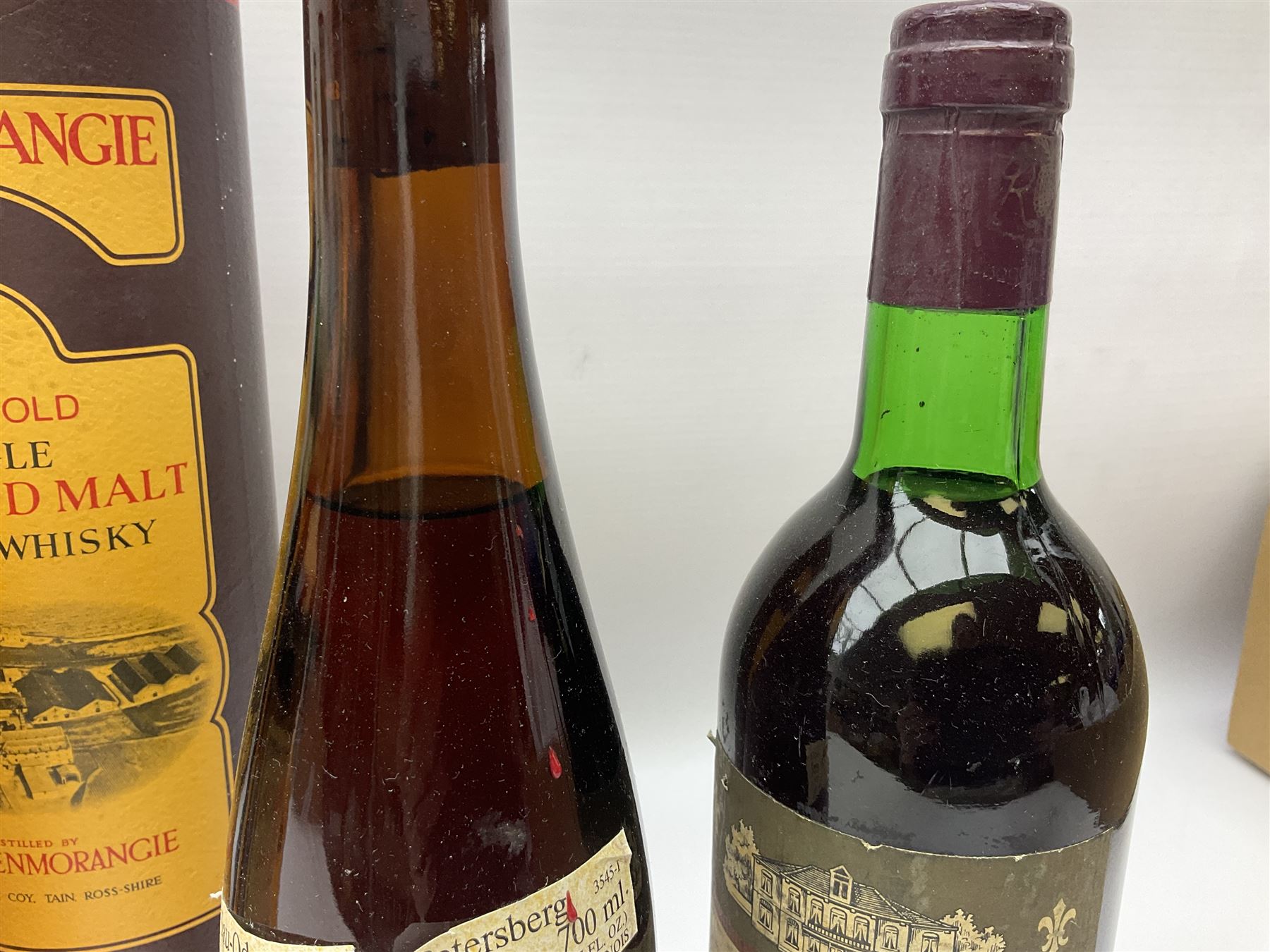 Mixed alcohol to include Glenmorangie 10 years old single Scotch whisky, Cardhu 12 year old Malt whisky, Ferdinand Pieroth 1949 Gau-Odernheimer Petersberg Beerenauslese, etc various contents and proofs