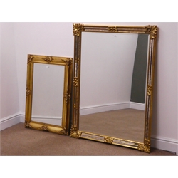  Large gilt wall bevel edge mirror (W90cm, H118cm) and another mirror,    