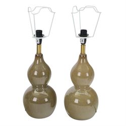 Oka- Pair of Kalinda Taupe table lamp bases, H40cm 