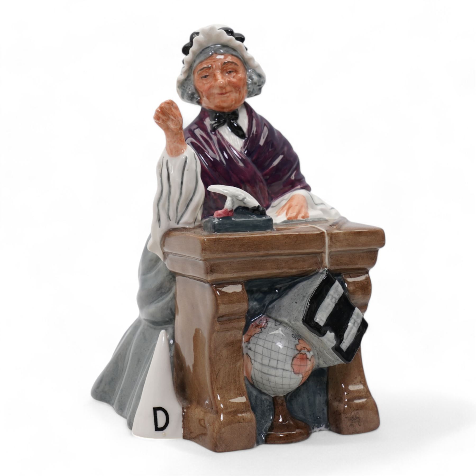 Four Royal Doulton figures comprising 'The Professor' HN2281, 'Schoolmarm' HN2223, 'Darling' HN1319 and 'Top o' the Hill' HN1849, together with a Royal Worcester figure and a model of a foal by Basil Matthews (6)