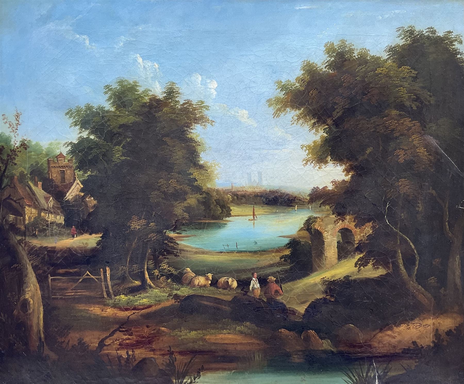 Circle of Sebastian Pether (British 1793-1844): Pastoral Scene, oil on canvas unsigned 61cm x 73cm