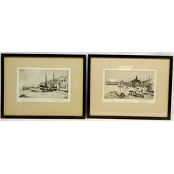  'Sorting Nets, Whitby' and 'Loch Lyne', two 20th century etchings signed by Preston Cribb 17cm x 27cm (2)  