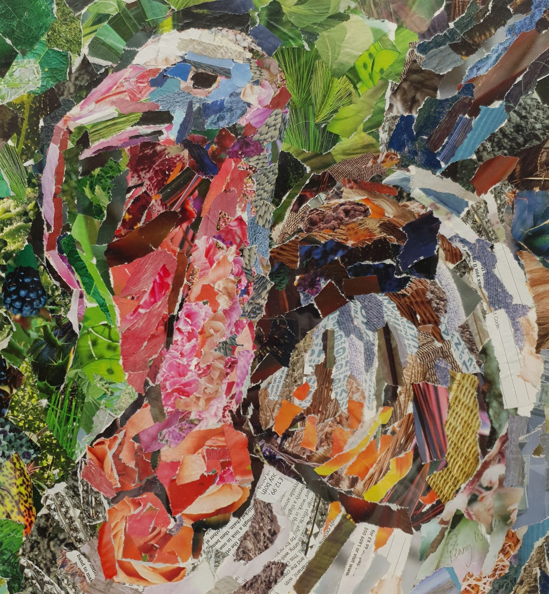 Penny Wicks (British 1949-): 'Quirky Turkey', collage signed, titled verso 33cm x 31cm