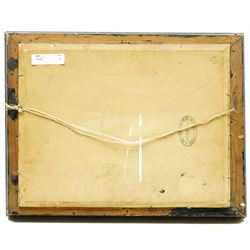 French School (Early-mid-20th century): Lakeside Manor with Figures, oil on panel unsigned 23cm x 32cm