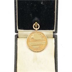 Collection of football memorabilia belonging and relating to the Hull based referee Frank Coultas, including 9ct gold Referee's medal for the 1957 Aston Villa v Manchester United FA Cup Final, inscribed 'The Football Association, F.B Coultas, F.A. Challenge Cup Competition, Final Tie 1957', hallmarked and in original case; the kit worn by him to referee the 1957 FA Cup Final and ephemera relating to the match including photographs, programmes and tickets; together with other football memorabilia collected by Frank Coultas, including programmes, photograph and ticket stubs, with some items relating to the 'Busby Babes'