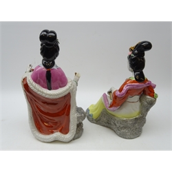  Pair of large Japanese porcelain seated Bejin figures, H43cm   