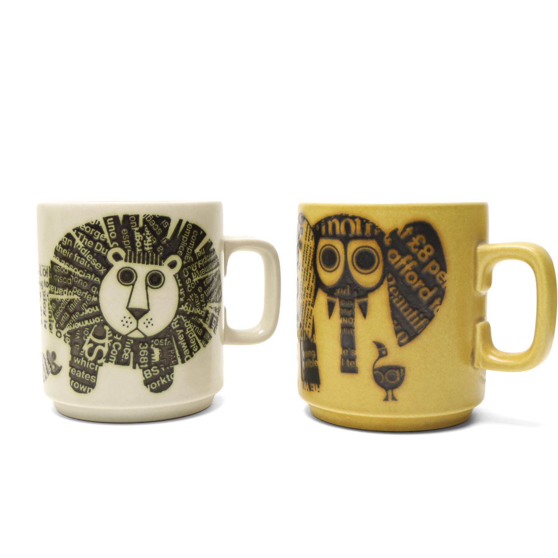 Five Hornsea pottery Jungle pattern mugs by Jack Dadd and Train Robber mug by John Clappison (6)