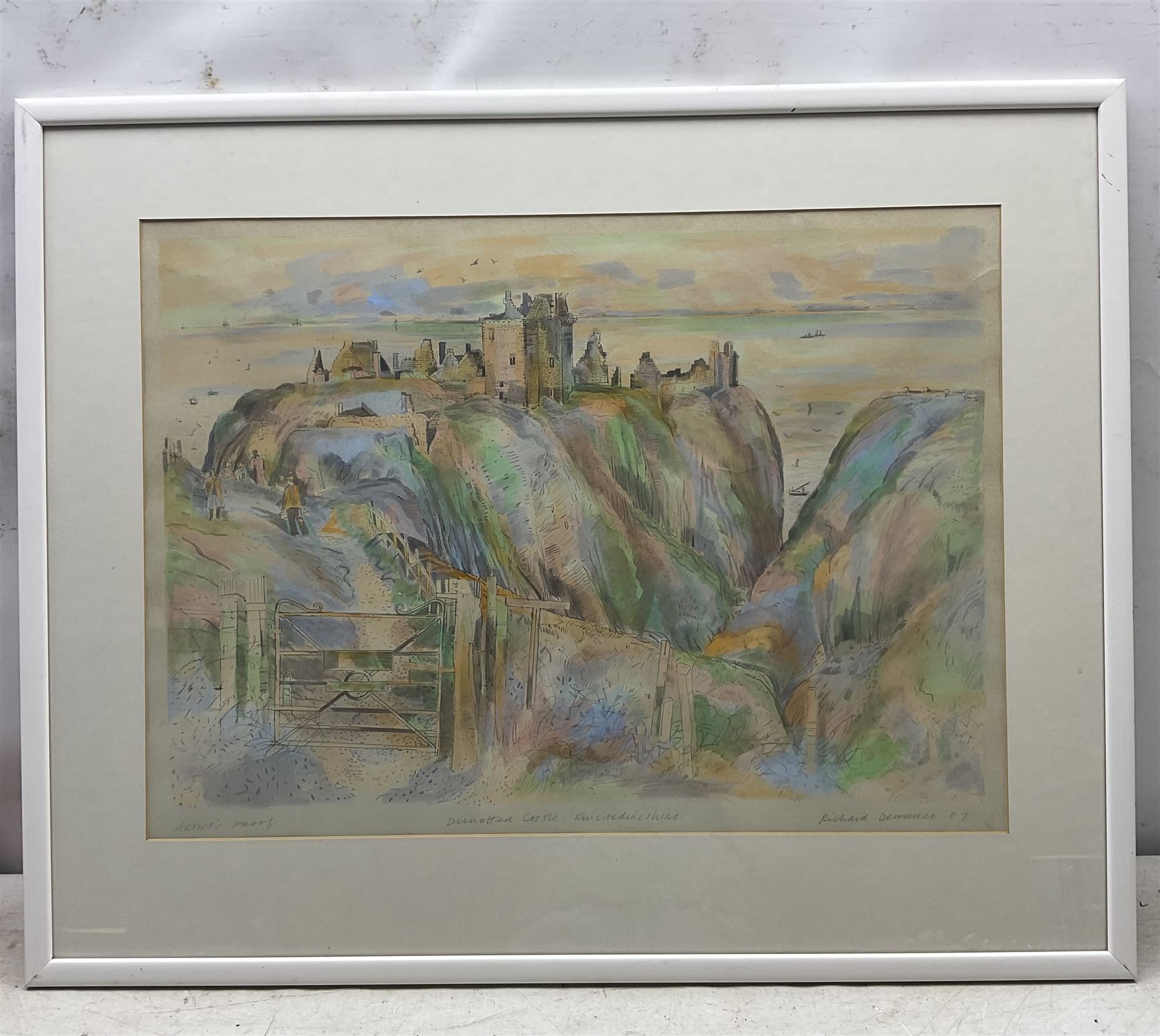 Richard Demarco CBE (Scottish 1930-): 'Dunnottar Castle - Kincardineshire', artist's proof screenprint signed titled and dated '87, 44cm x 61cm 