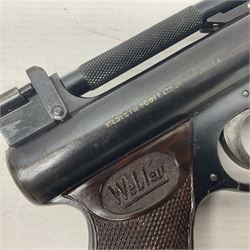 Webley Senior .22 cal. air pistol with top lever action, serial no.273; in original box with label under lid; together with two tins of pellets NB: AGE RESTRICTIONS APPLY TO THE PURCHASE OF AIR WEAPONS.
