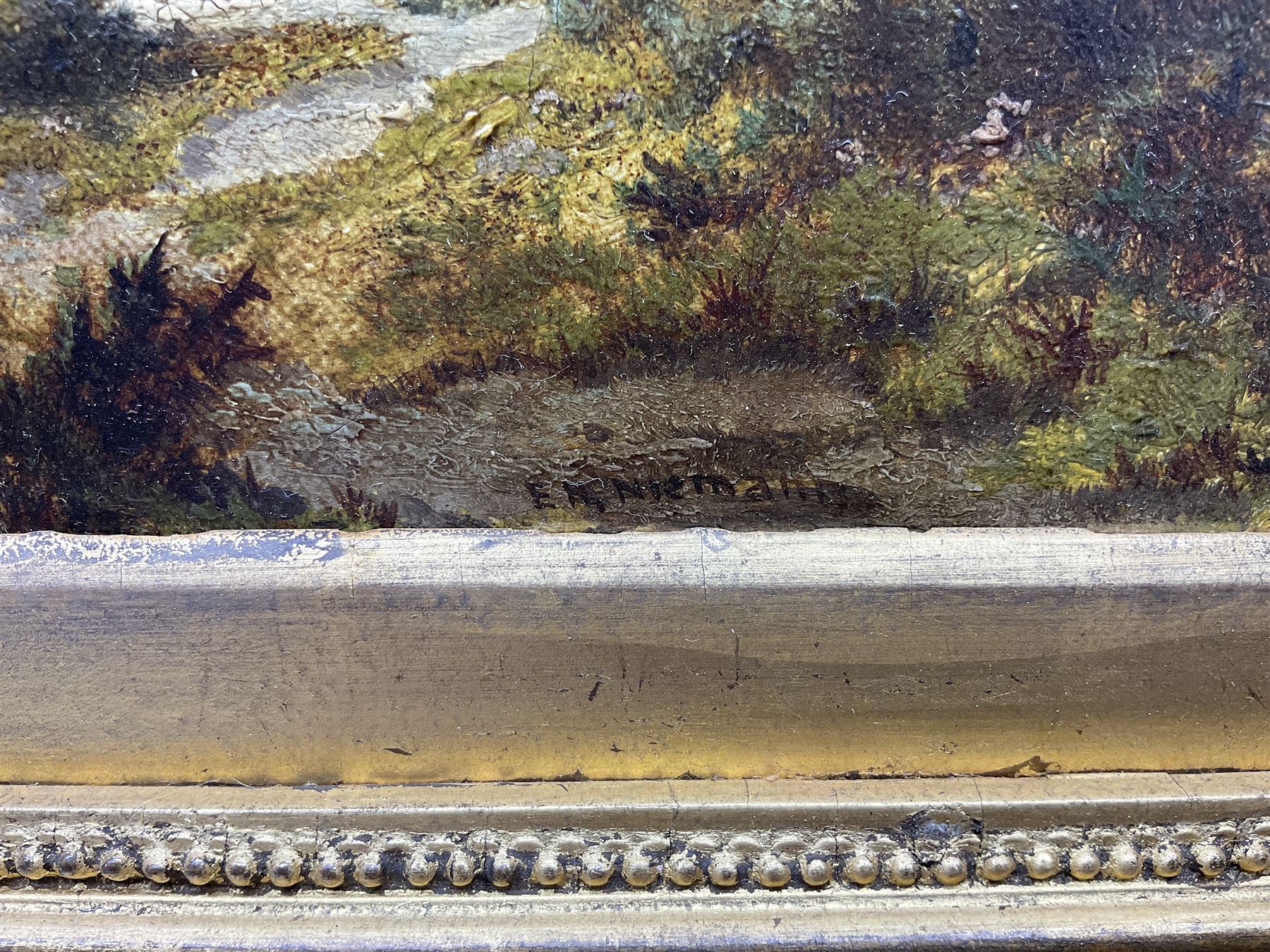 Edmund Henry Niemann (British 1842-1910): View over Cottages to a Distant River, oil on canvas signed 24cm x 34cm 
Notes: Niemann was the son of noted landscape painter Edmund John Niemann (1813-1876).