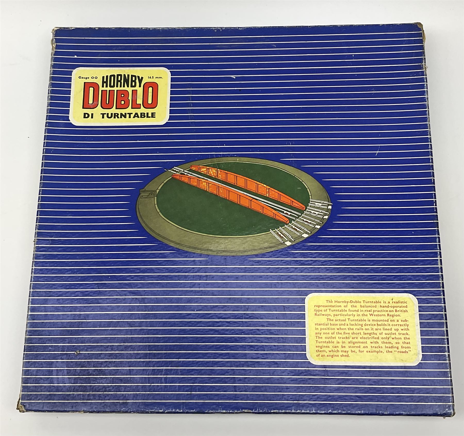 Hornby Dublo - six D1 accessories comprising Turntable; Through Station with separately boxed Platform Extension with Wall; Signal Cabin with orange roof and two packs of station names; Level Crossing; and Island Platform; all boxed (6)