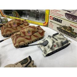 Corgi - eleven military models comprising three x 900, three x 901, four x 905 & 908; all boxed; together with nine unboxed models (18)