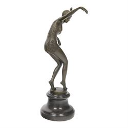  Art Deco style bronze figure of a dancer, upon a socle base, H37cm