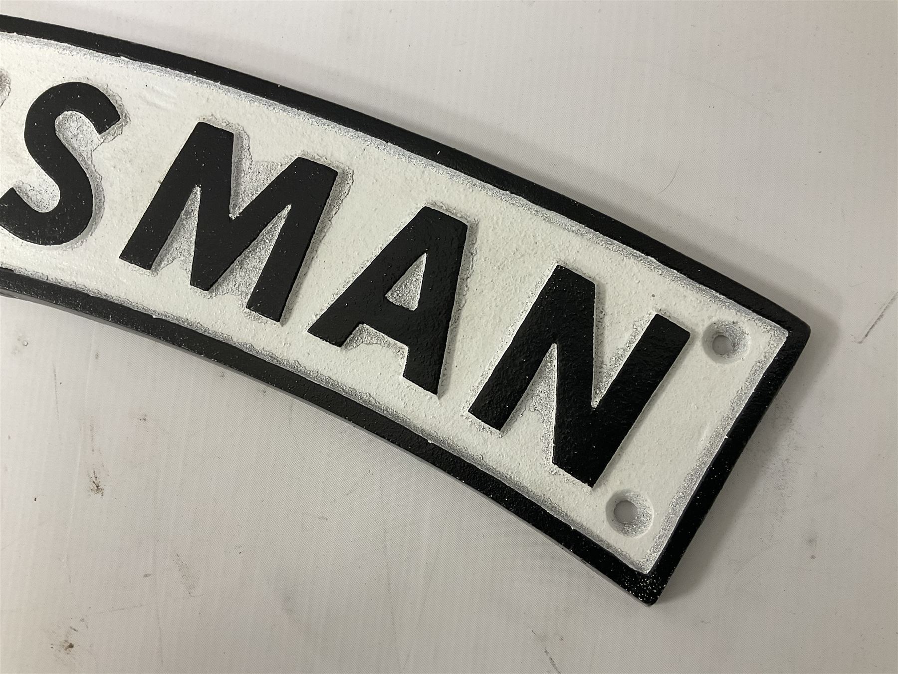 Cast iron Flying Scotsman arched type railway sign, L89cm THIS LOT IS TO BE COLLECTED BY APPOINTMENT FROM DUGGLEBY STORAGE, GREAT HILL, EASTFIELD, SCARBOROUGH, YO11 3TX