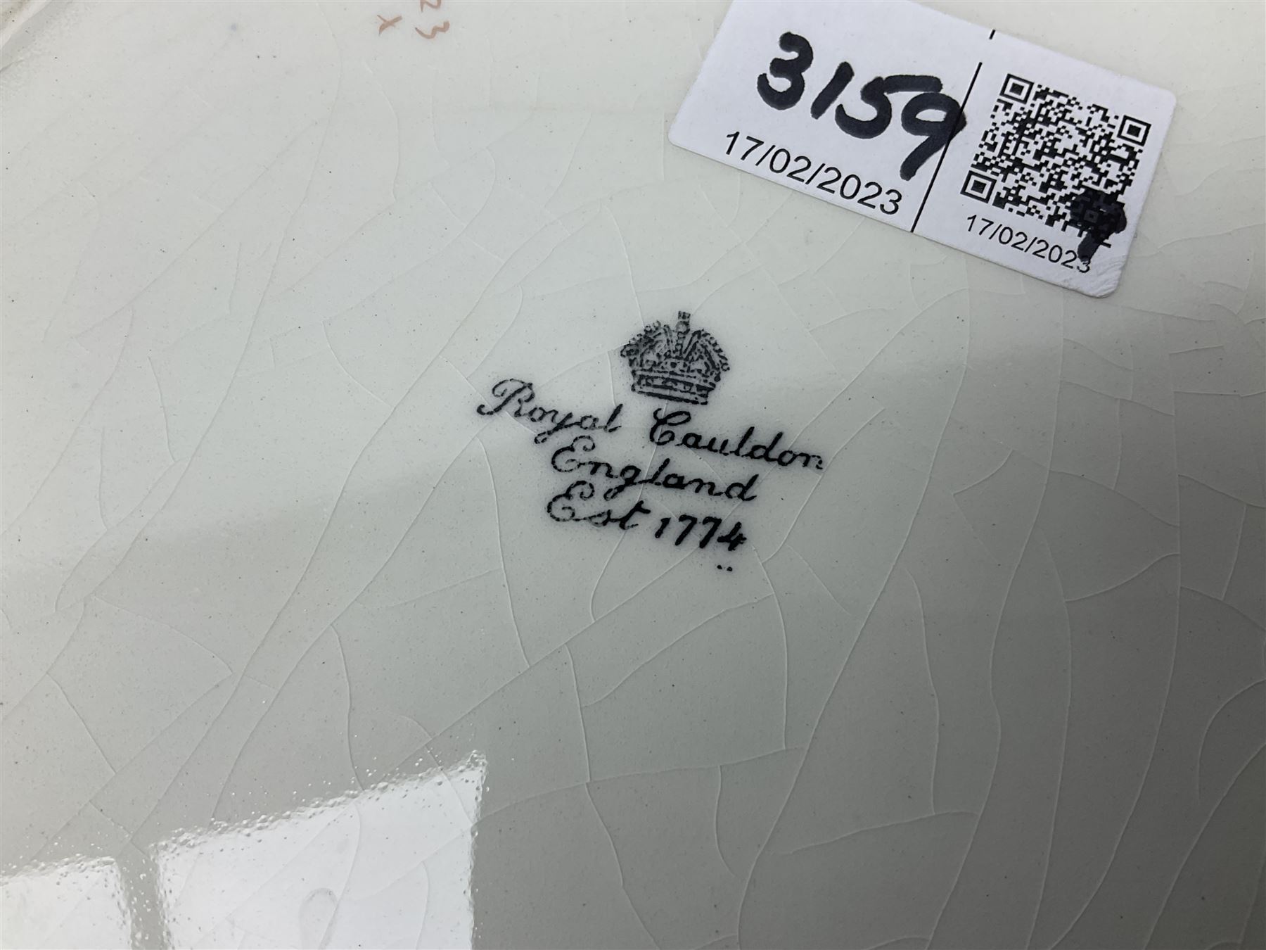 Collection of Regimental dinner wares, Comprising Royal Sussex; two dinner plates, two side plates and a soup bowl, Royal Leicestershire; two dinner plates, East Yorkshire Regiment side plate and Gordon Highlanders side plate, all decorated with the regiment's crests and blue and gilt boarders (9)