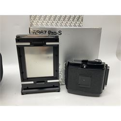 Mamiya RB67 Pro-S camera body, serial no. C559634, with 'Mamiya - Sekor C 1:3.8 f=90mm' lens, serial no. 75999, Mamiya RB 6x8 Pro-S 120 Roll Film Holder and Mamiya Polaroid back holder, with carry case and original boxes 