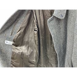 Men's Aquascutum lambs wool herringbone tweed coat with silk lining, 46 Reg, together with a further Men's Aquascutum grey wool duffle coat, with cheque lining and horn buttons, 46
